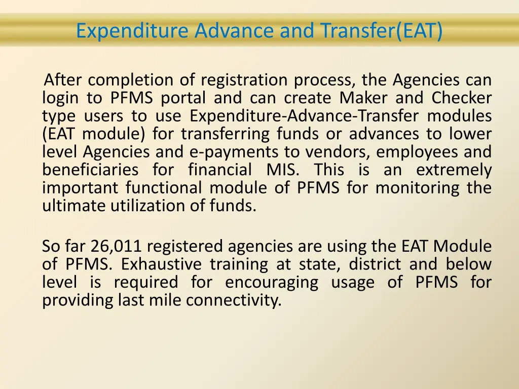 expenditure advance and transfer eat