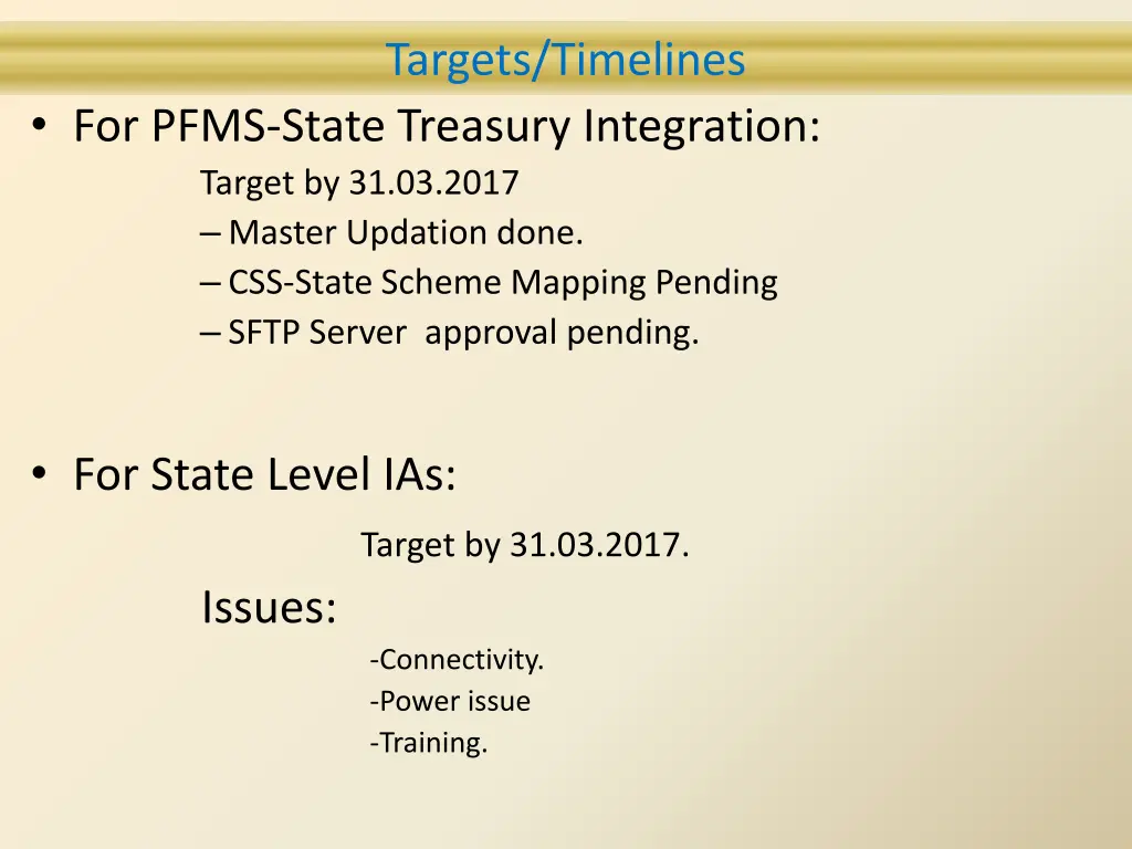 targets timelines