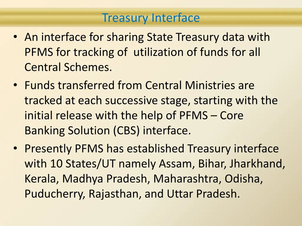 treasury interface