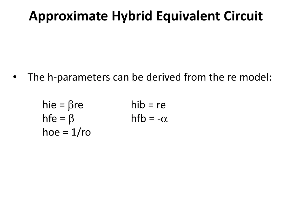 approximate hybrid equivalent circuit