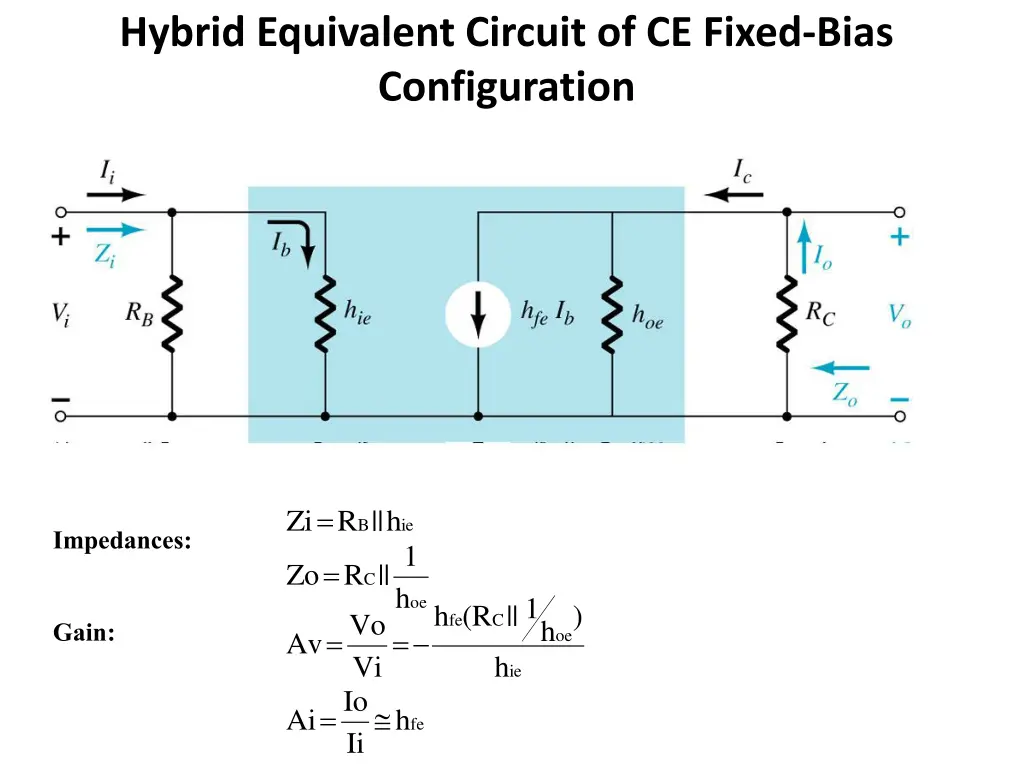 hybrid equivalent circuit of ce fixed bias