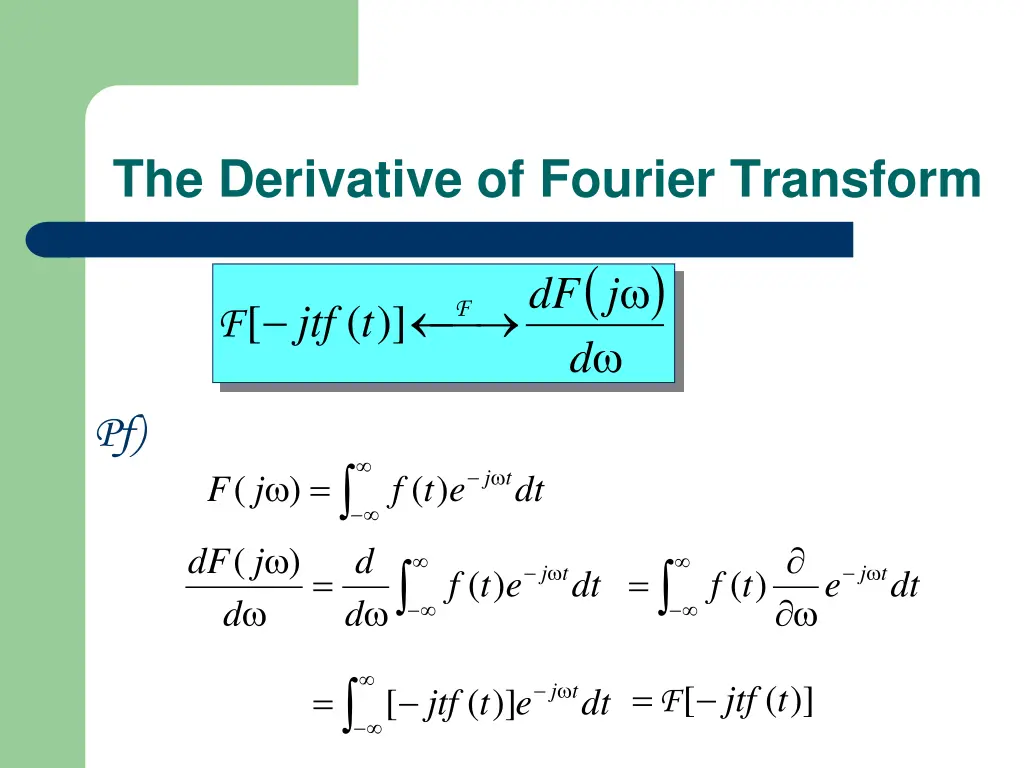 the derivative of fourier transform