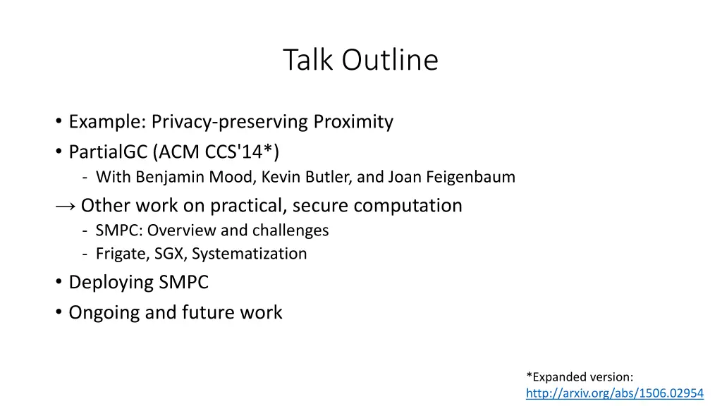talk outline