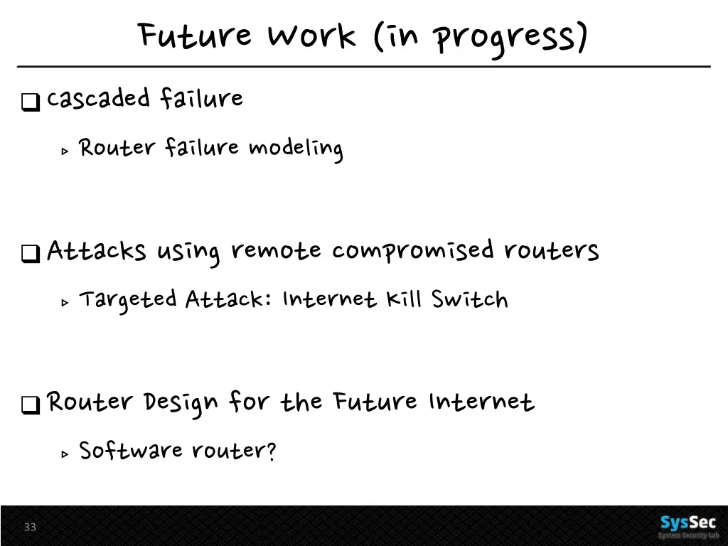 future work in progress