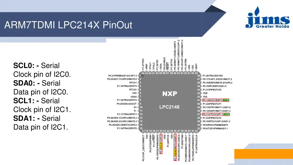 arm7tdmi lpc214x pinout