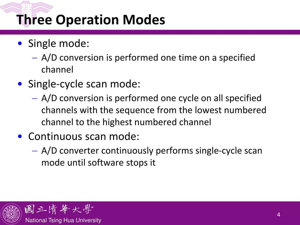 three operation modes