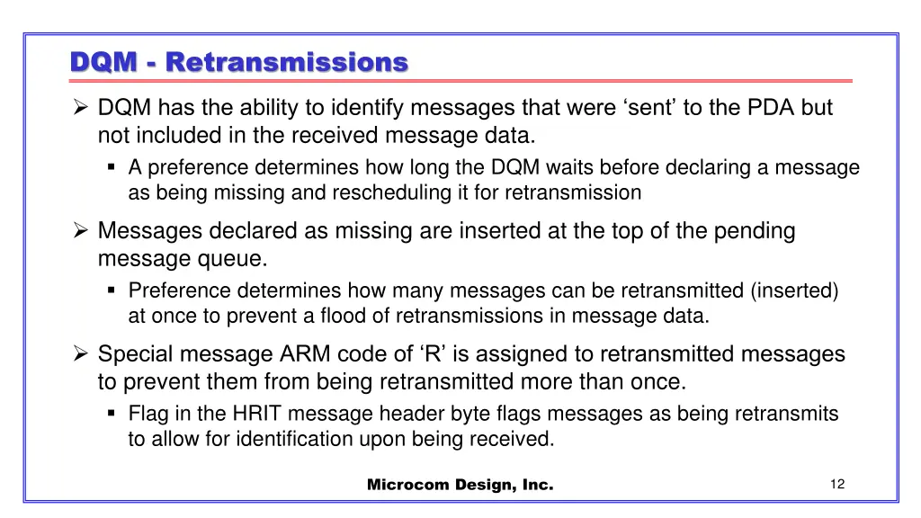 dqm retransmissions