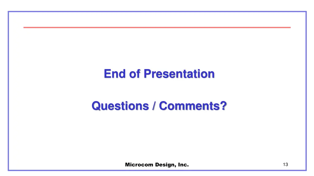 end of presentation