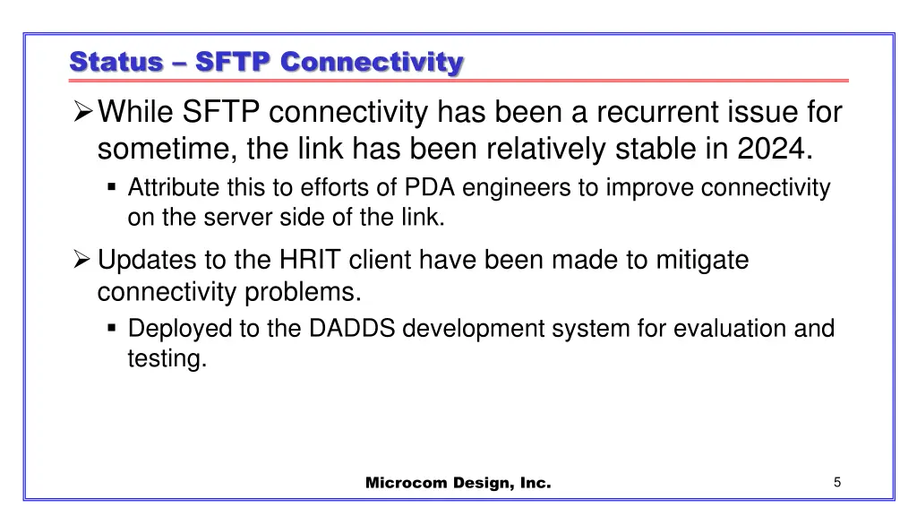 status sftp connectivity while sftp connectivity