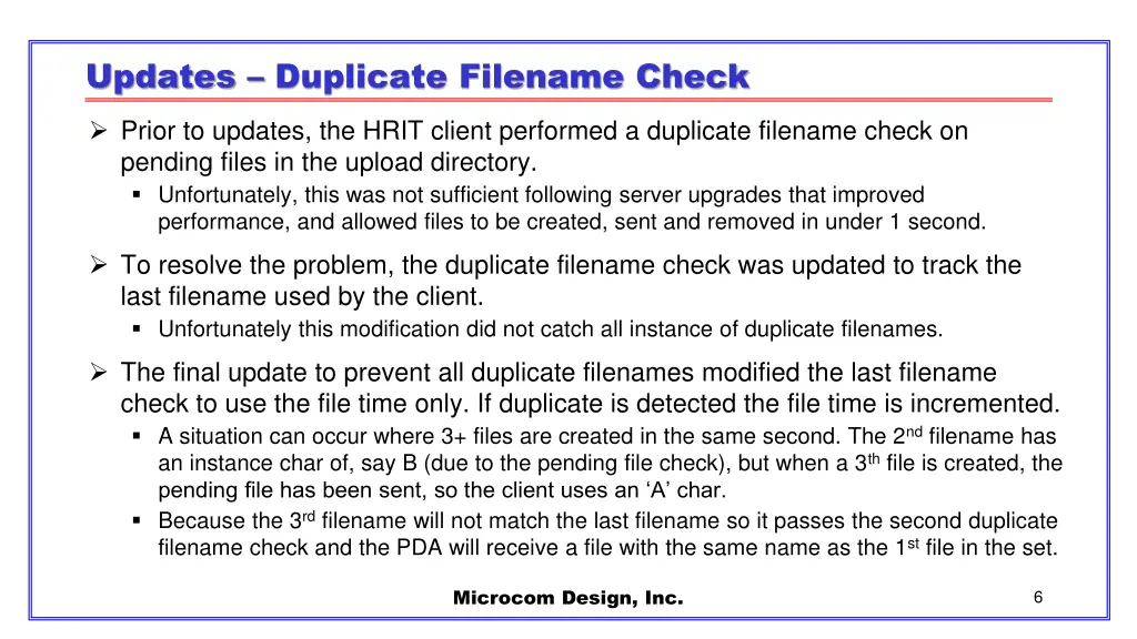 updates duplicate filename check