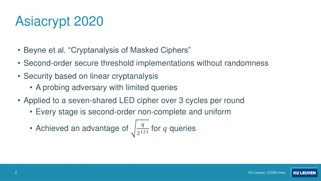 asiacrypt 2020
