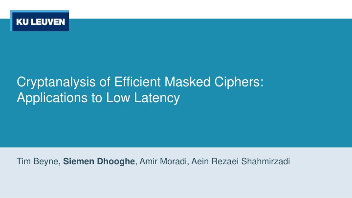 cryptanalysis of efficient masked ciphers