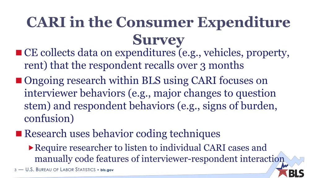 cari in the consumer expenditure survey