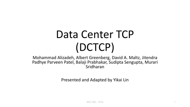 data center tcp dctcp mohammad alizadeh albert