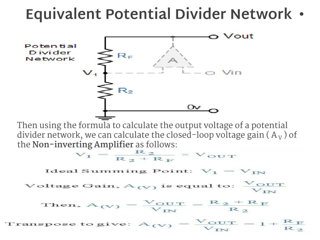 equivalent potential divider network