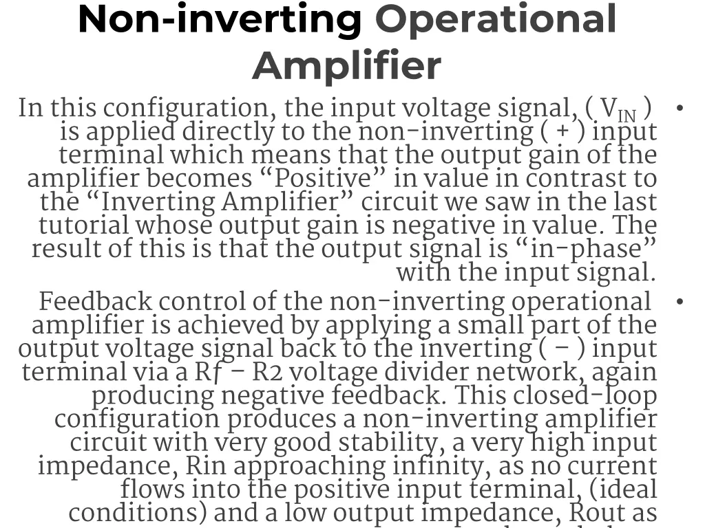 non inverting operational amplifier in this