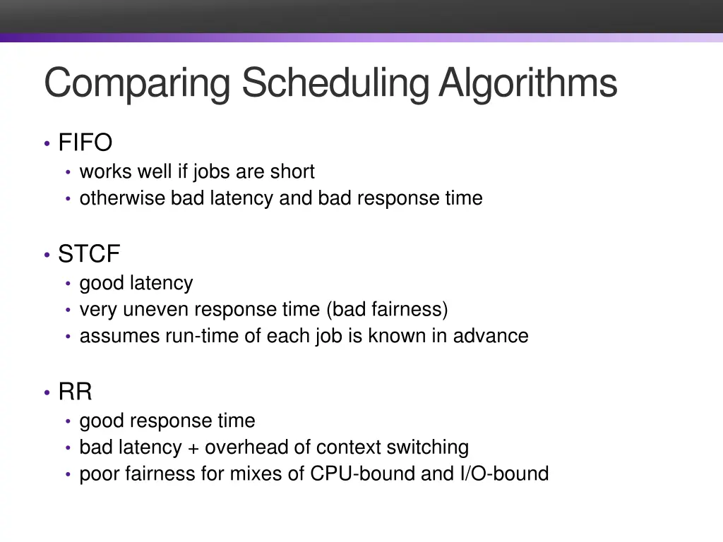 comparing scheduling algorithms