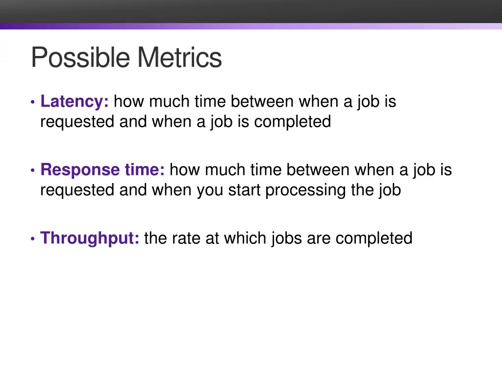 possible metrics