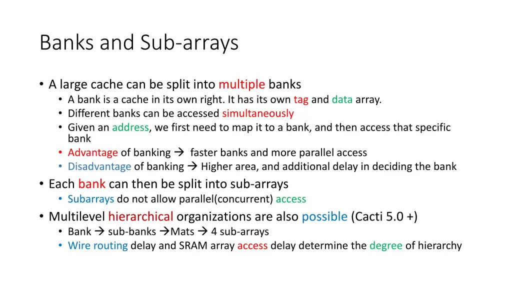 banks and sub arrays