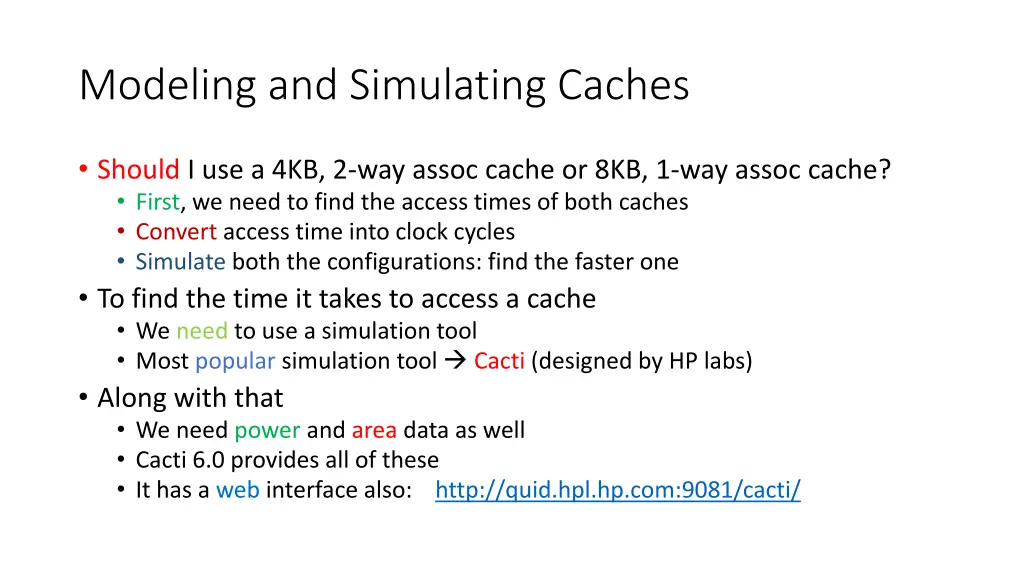 modeling and simulating caches