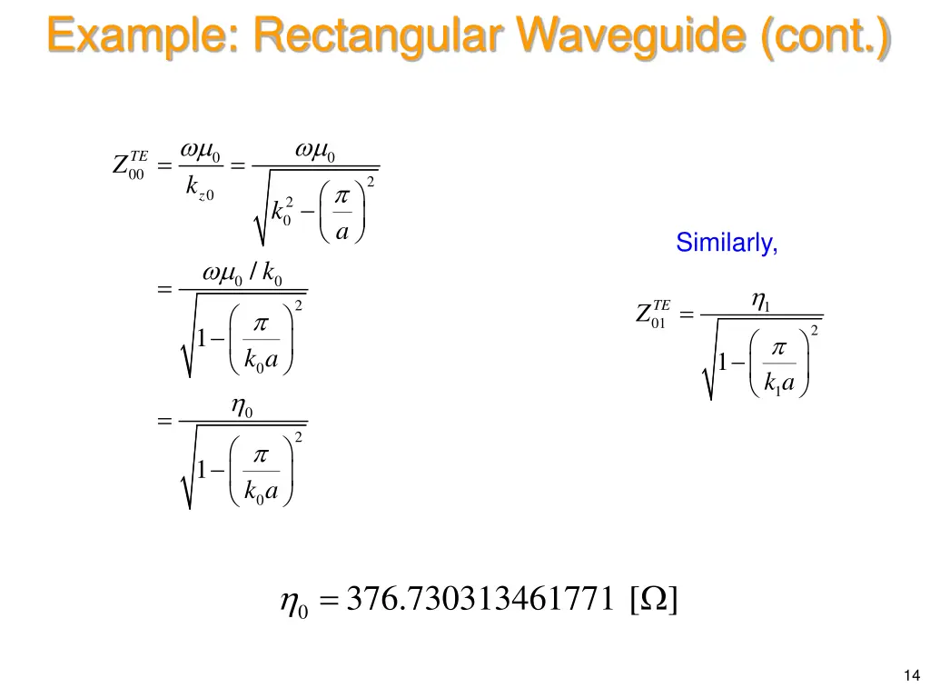 example rectangular waveguide cont