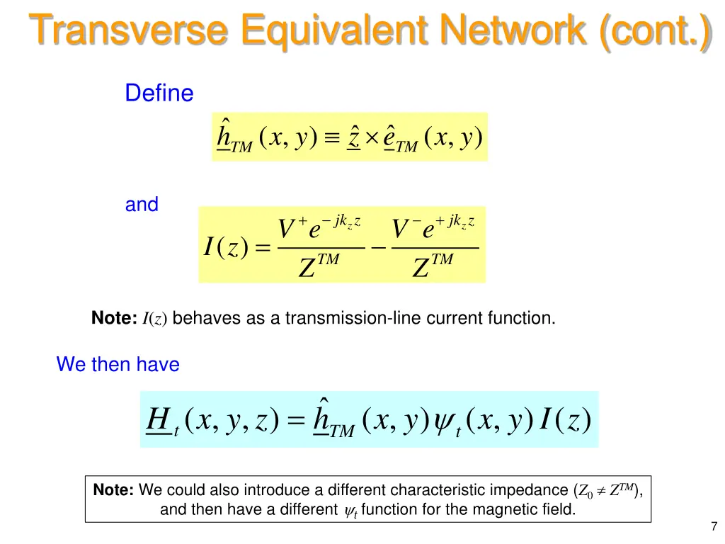 transverse equivalent network cont 1