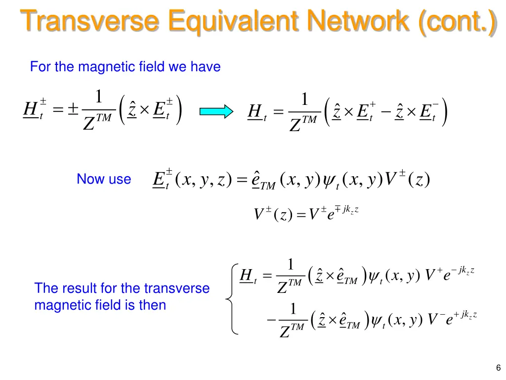 transverse equivalent network cont