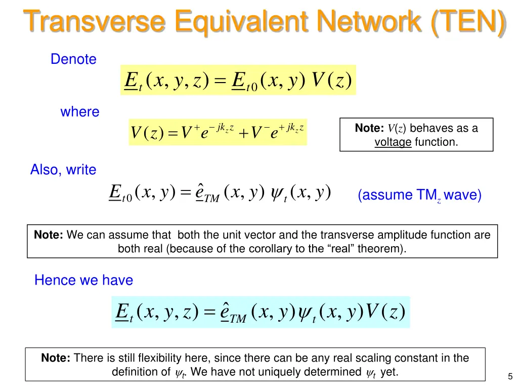transverse equivalent network ten