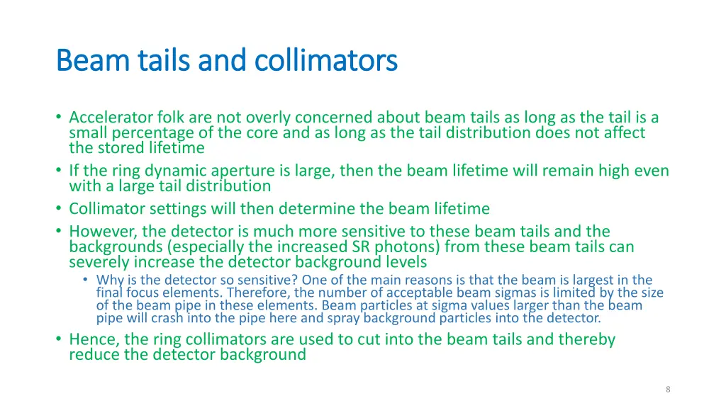 beam tails and collimators beam tails