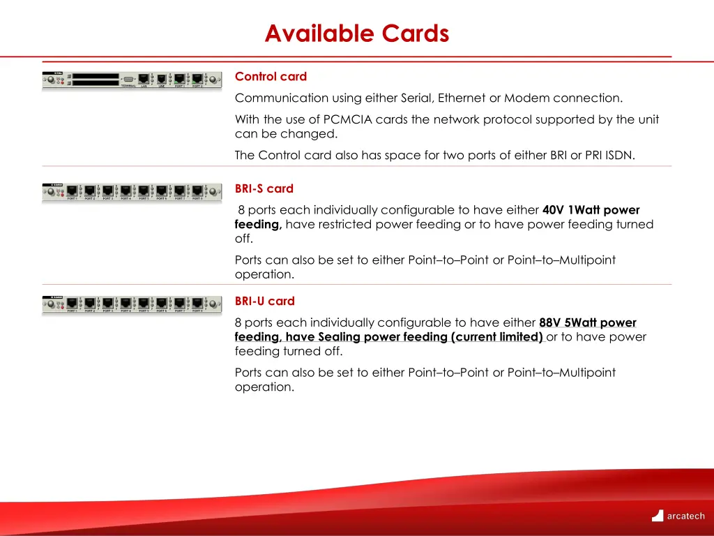 available cards