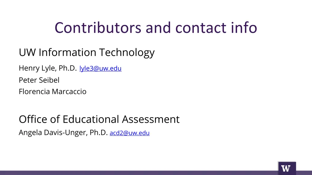 contributors and contact info