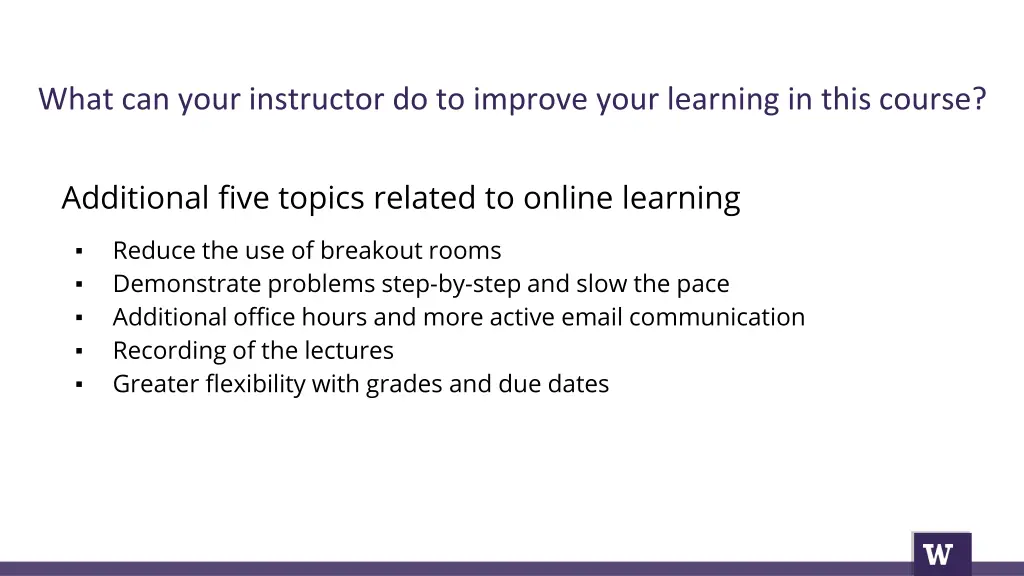 what can your instructor do to improve your 1