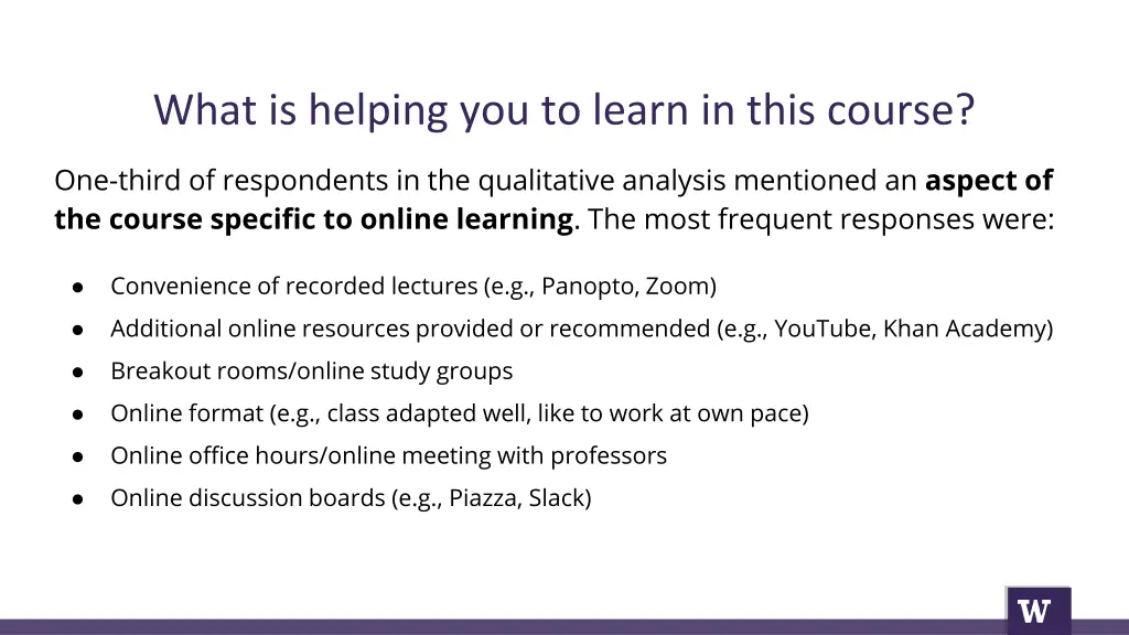 what is helping you to learn in this course 3