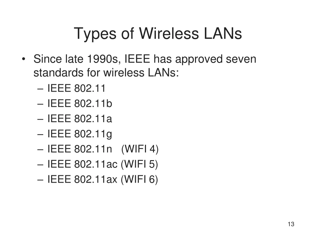 types of wireless lans