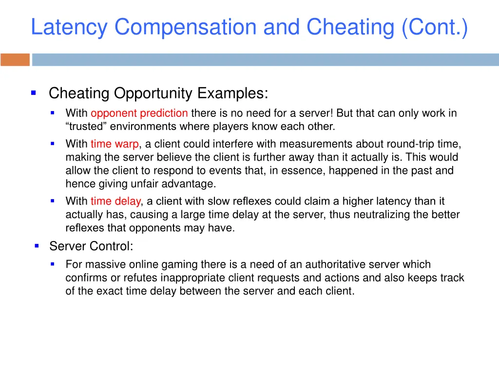 latency compensation and cheating cont
