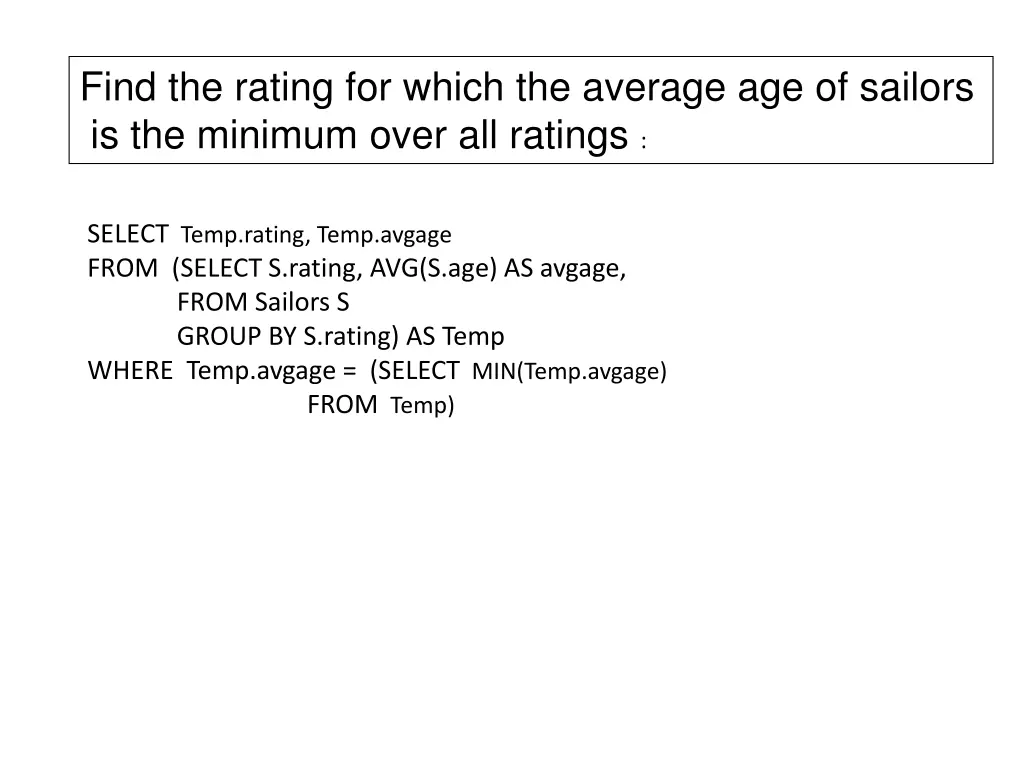 find the rating for which the average
