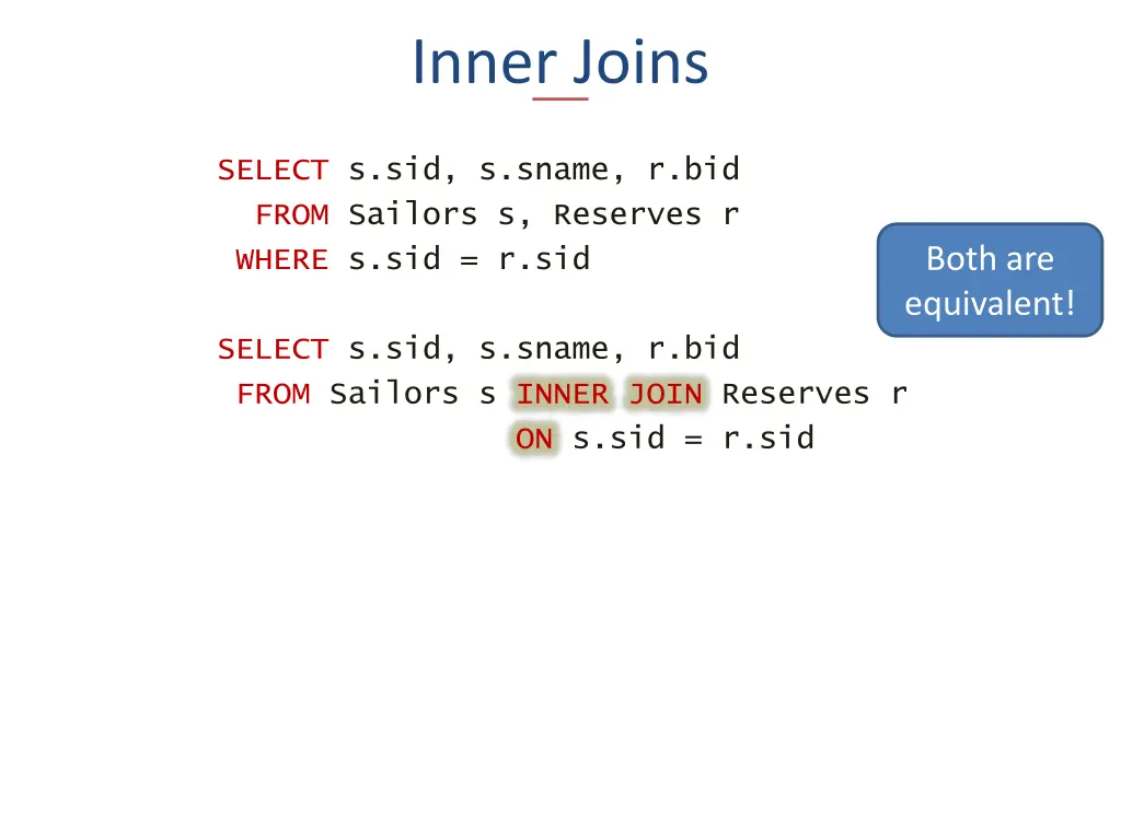 inner joins