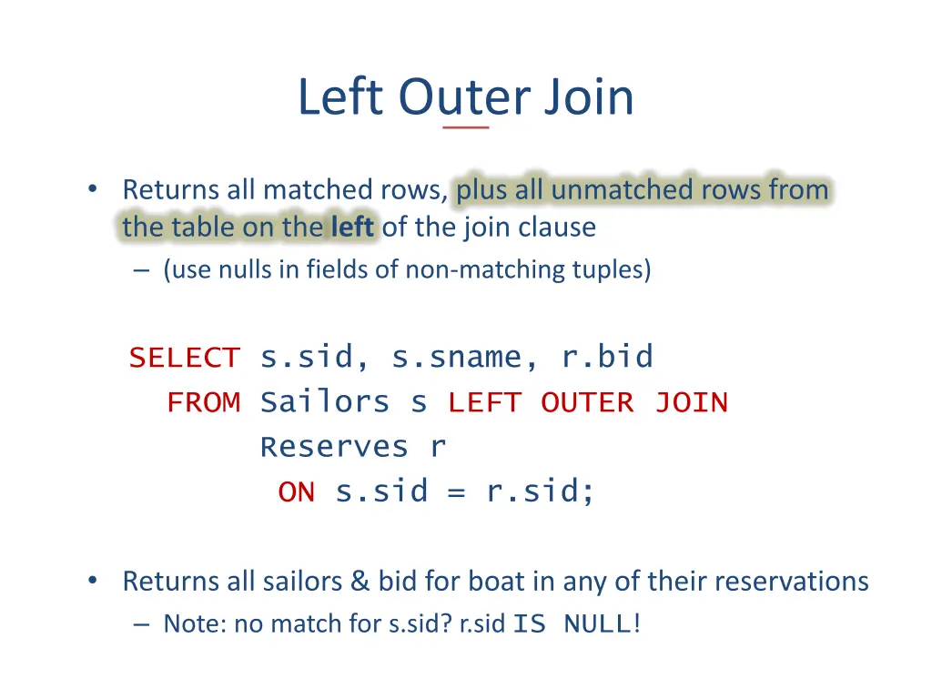 left outer join