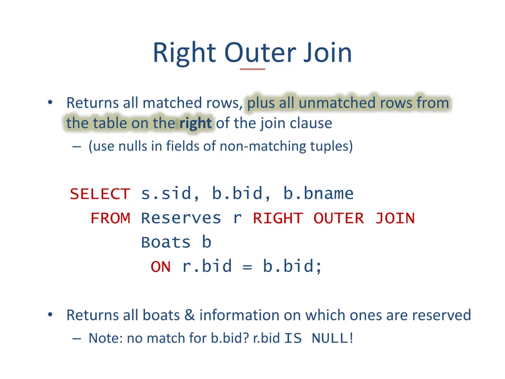 right outer join