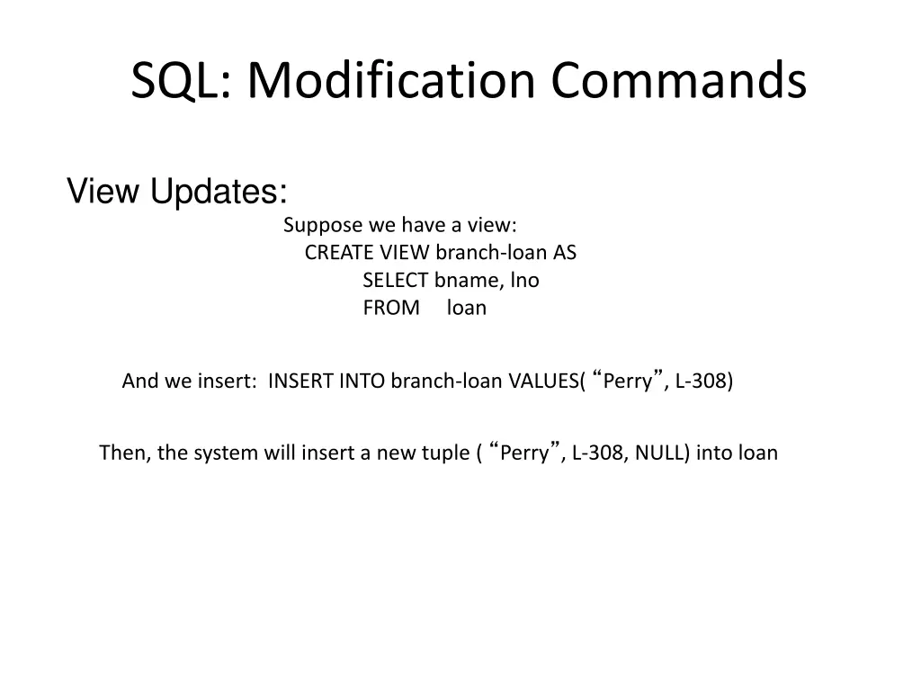 sql modification commands