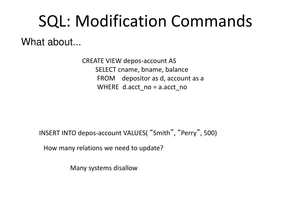 sql modification commands what about