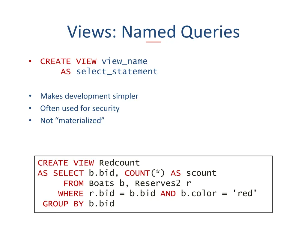 views named queries