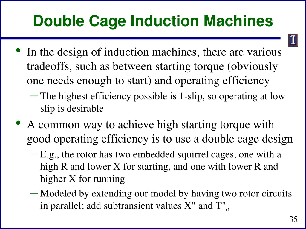 double cage induction machines