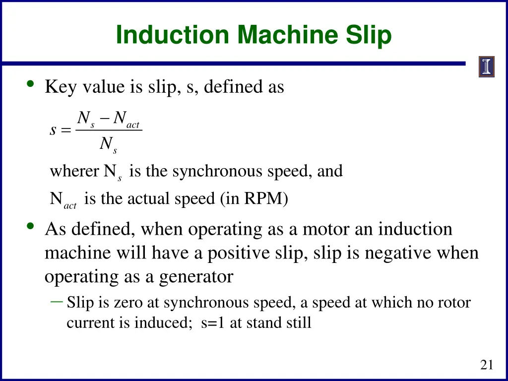 induction machine slip