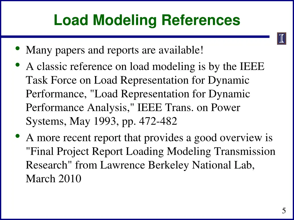 load modeling references