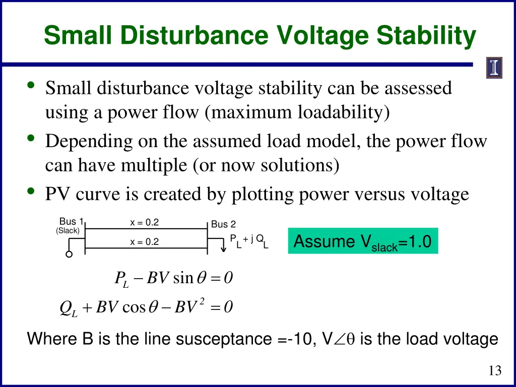 small disturbance voltage stability