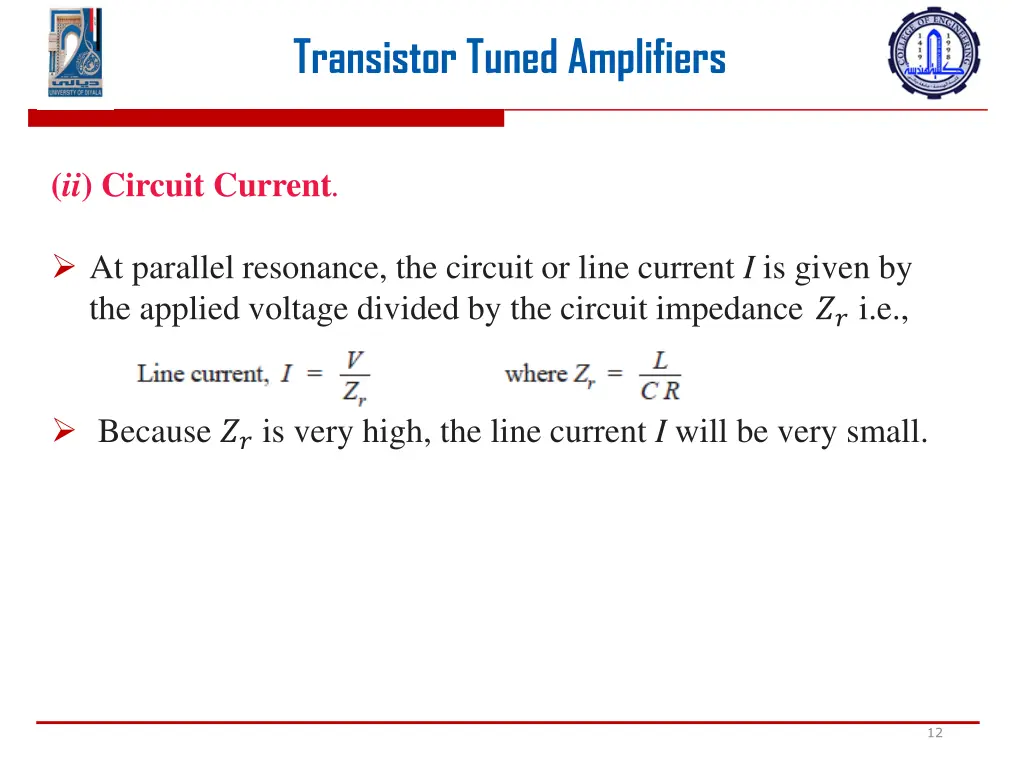 transistor tuned amplifiers 10