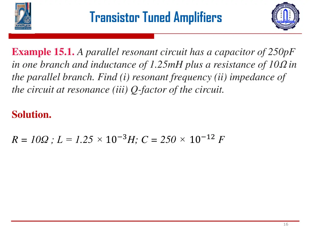 transistor tuned amplifiers 14