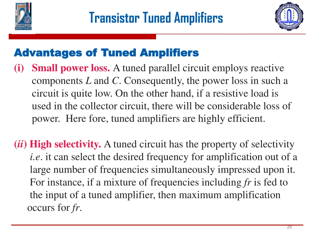 transistor tuned amplifiers 18