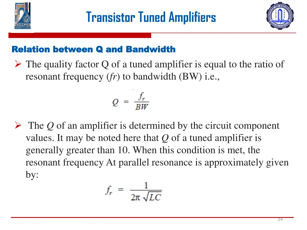 transistor tuned amplifiers 22